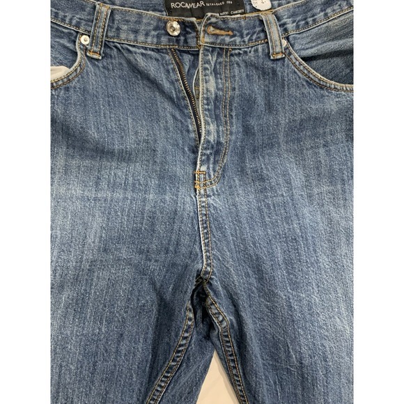 Vintage Rocawear Y2K Blue Jeans 40x28 Embroidered Streetwear Skate Baggy 90s - Picture 7 of 10